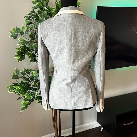 J. Crew Gray Fully-lined wool blazer Size 0 Cream trim Nautical buttons - Picture 3 of 11